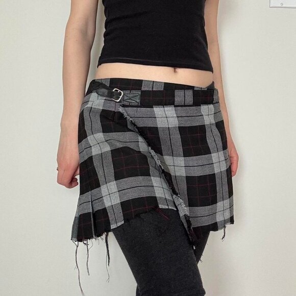 Reworked Plaid Mini Skirt - Picture 1 of 8